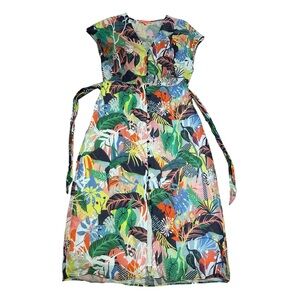 Vilagallo Tropical Button Down Dress Lined Size 42 Women’s